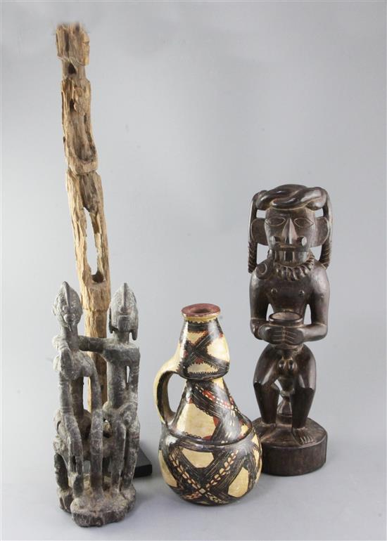 Three assorted ethnographic hardwood carvings, 10.25in.
